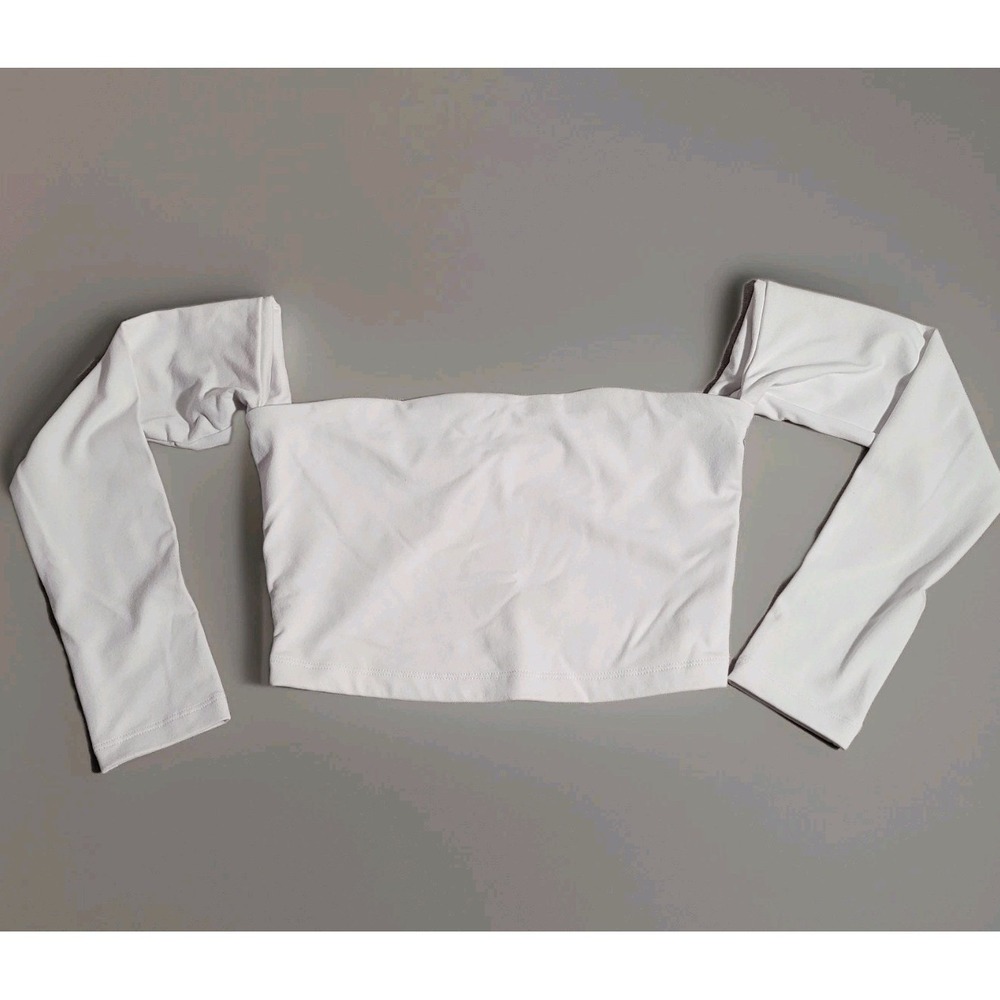 Revolve Susana Monaco White Long Sleeve Crop Tube Top Off Shoulder X-Small
